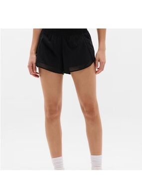 Athleta Black Mesh-Trim Athletic Shorts